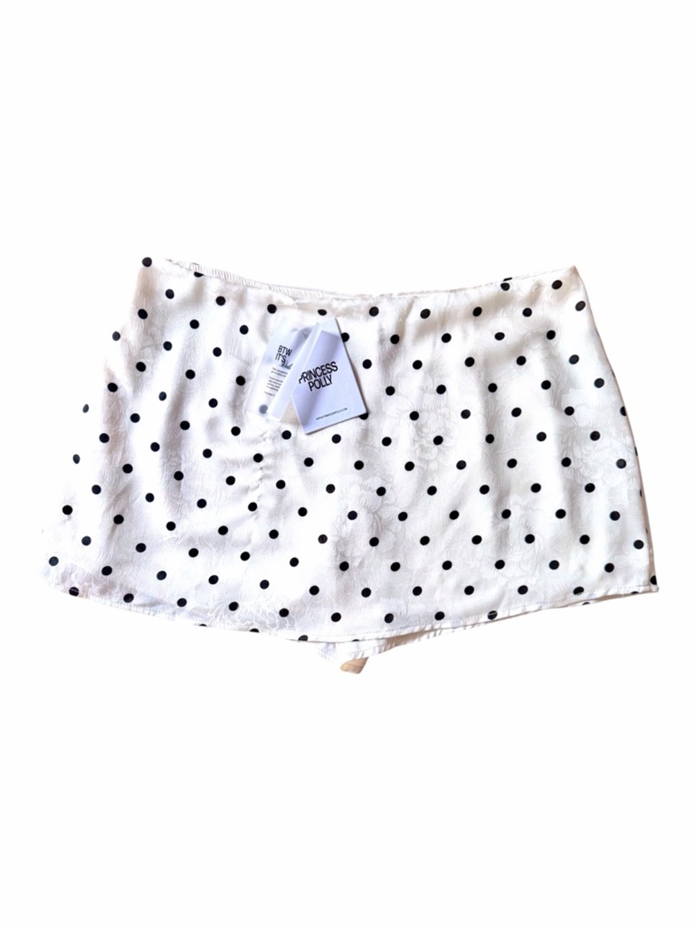 Princess Polly Polka Dot Skort White Ivory Black Size 4 NWT Mini Skirt Shorts